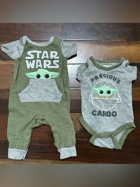 Star Wars Yoda green newborn outfits set of 2